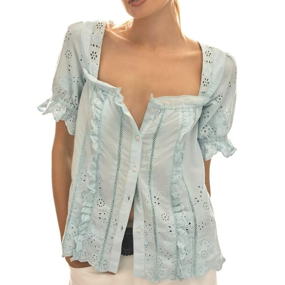 Anthropologie Tops - By Anthropologie Puff-Sleeve Eyelet Top 1X